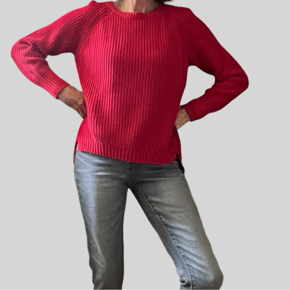 Oui Red Cotton Knit Pullover 6